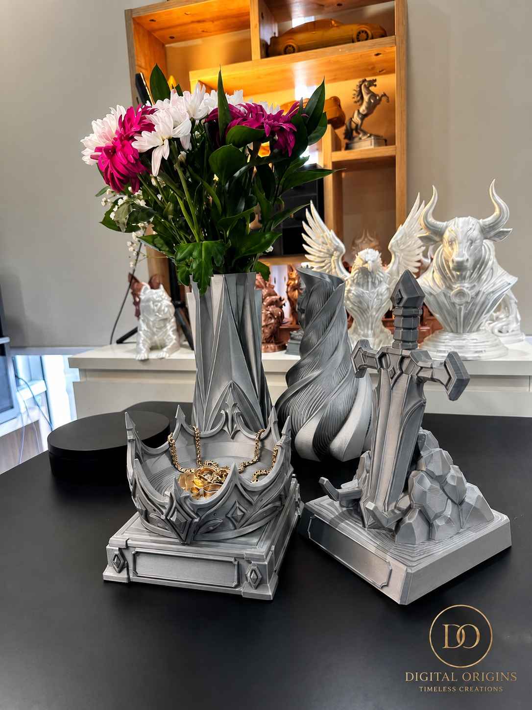Fantasy Sword Phone Stand & Crown Jewelry Holder