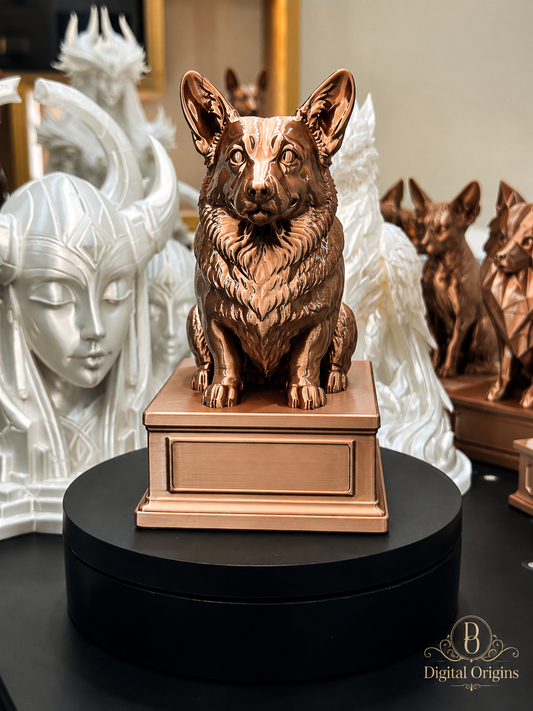 Personalized Corgi Dog Statue with Custom Name Stand – Corgi Lover Gift