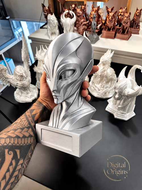 Aetherian Alien Bust Statue, Sci Fi Sculpture, Extraterrestrial Art, Futuristic Room Decor