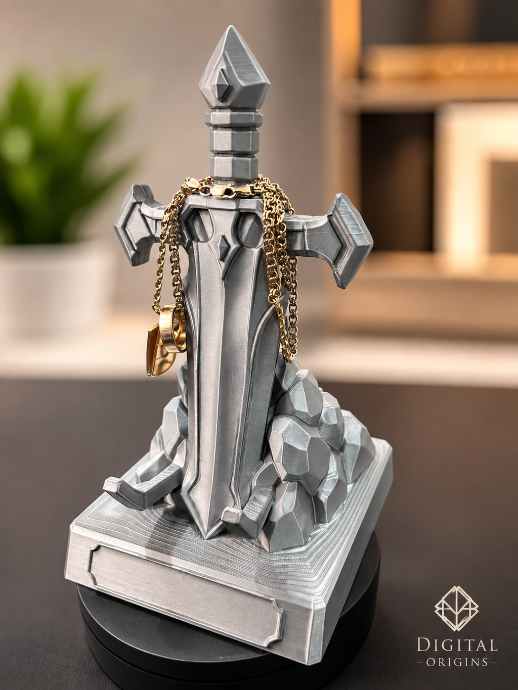 Fantasy Sword Phone Stand & Crown Jewelry Holder
