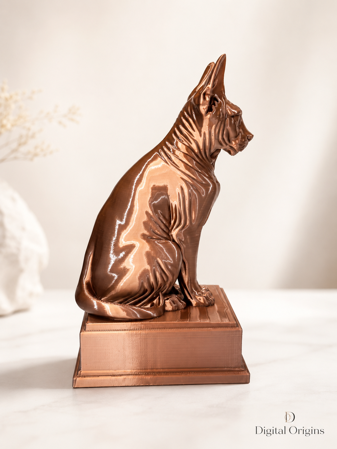 Sphynx Cat Statue with Custom Name Stand