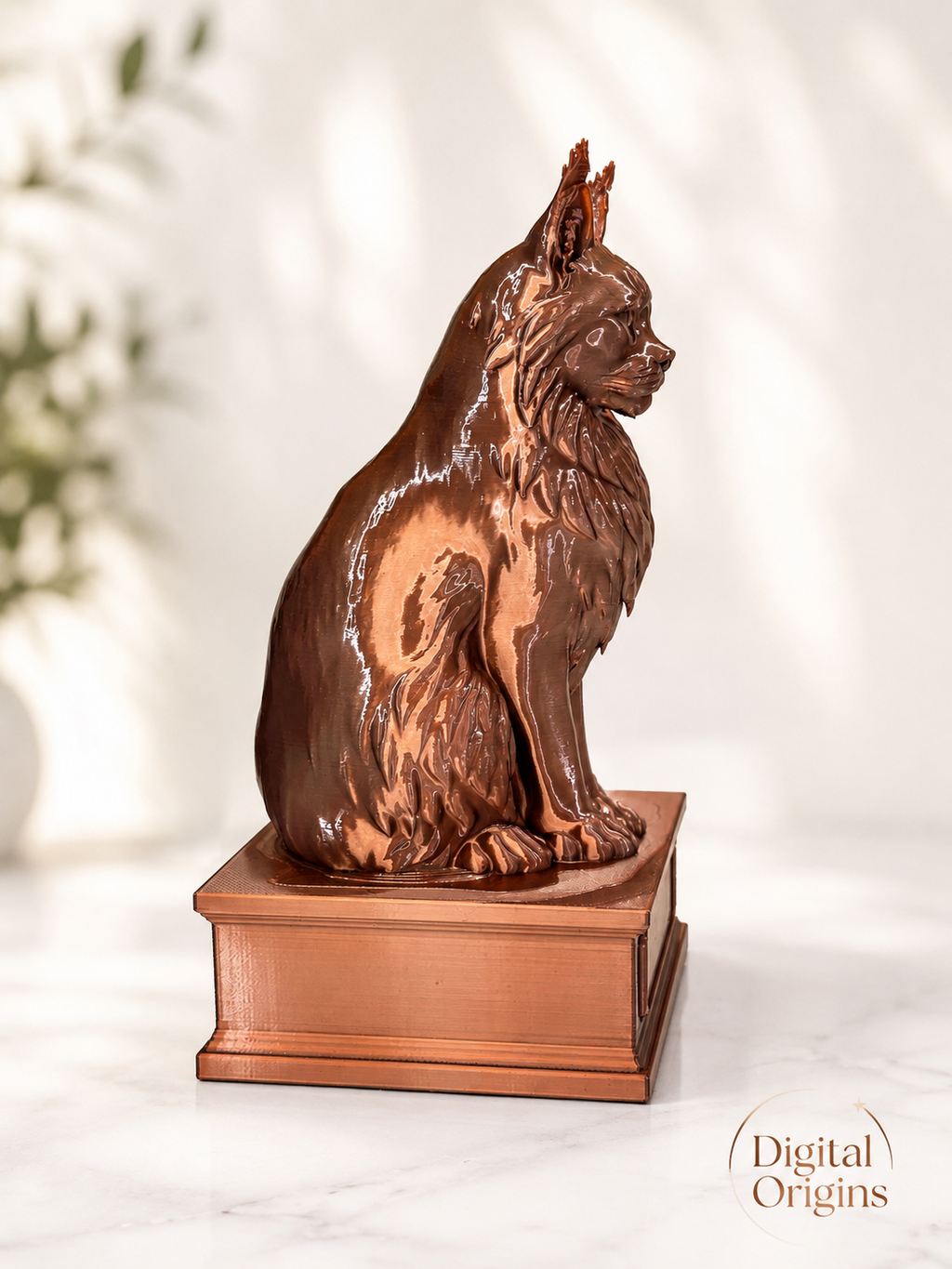 Maine Coon Cat Statue with Custom Name Stand