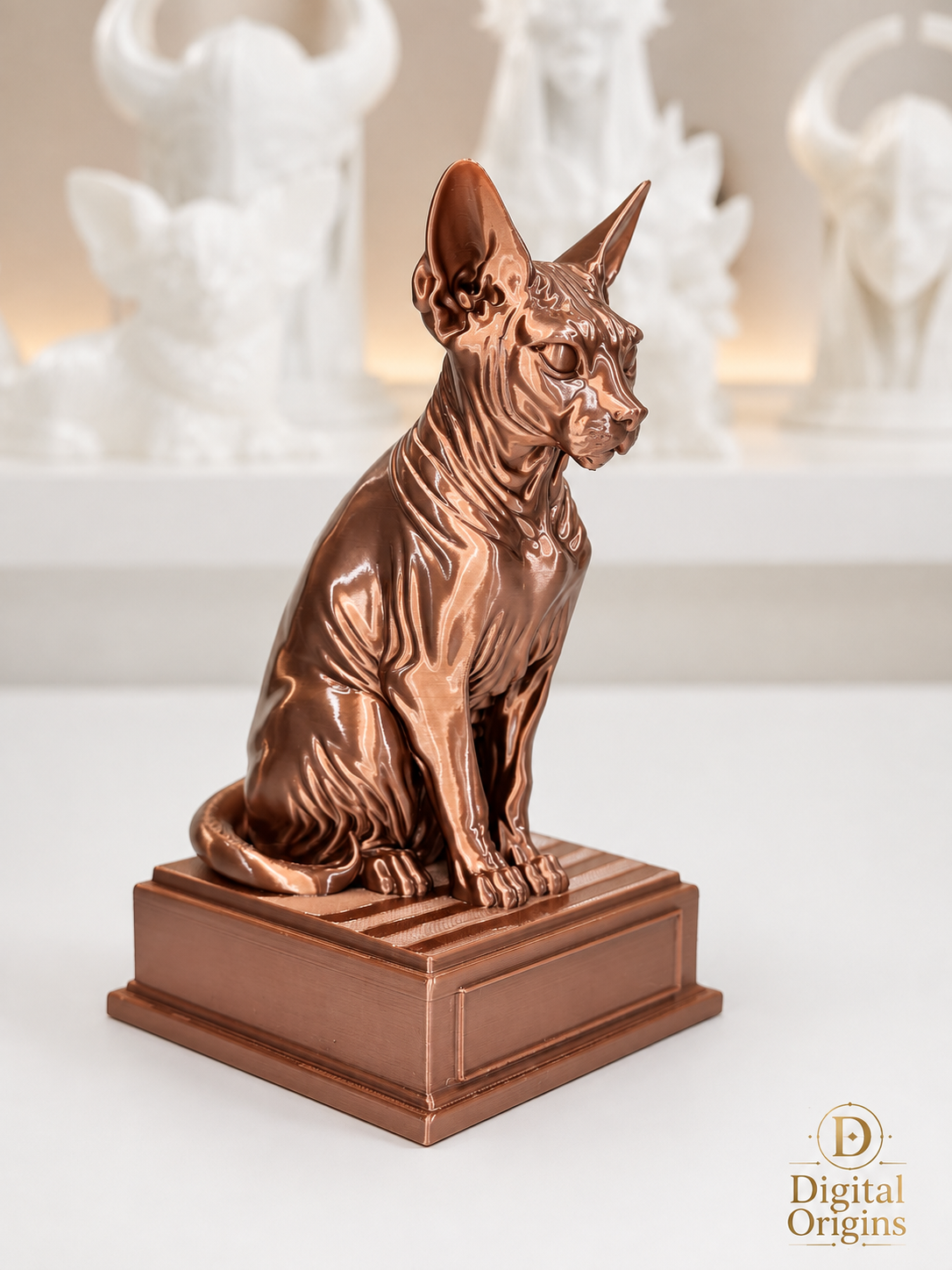 Sphynx Cat Statue with Custom Name Stand