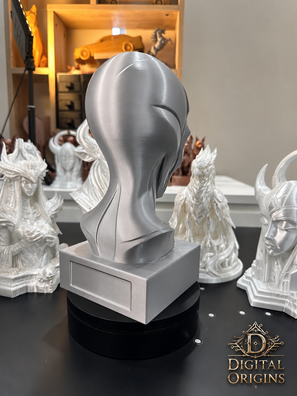 Aetherian Alien Bust Statue, Sci Fi Sculpture, Extraterrestrial Art, Futuristic Room Decor