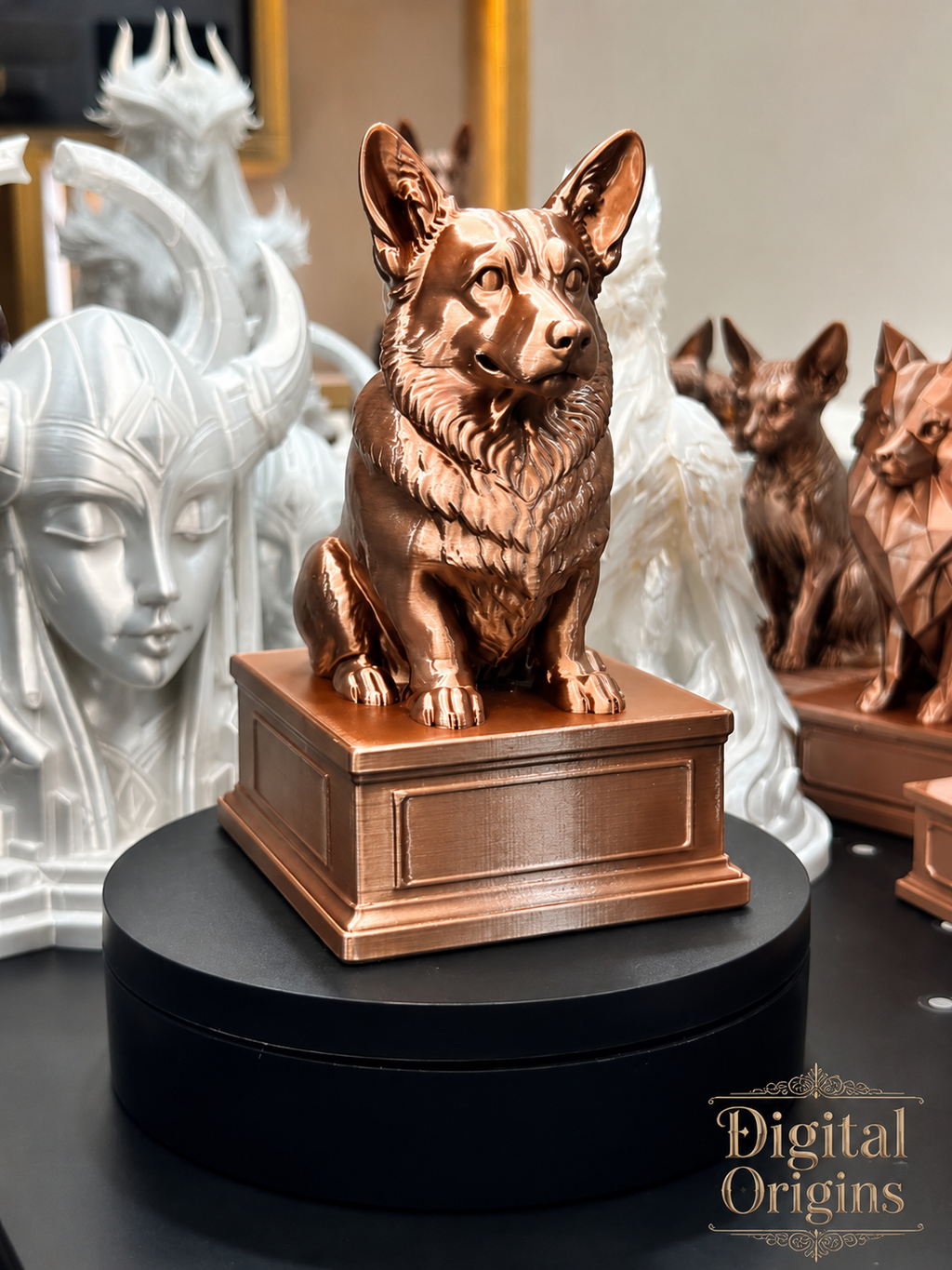 Personalized Corgi Dog Statue with Custom Name Stand – Corgi Lover Gift