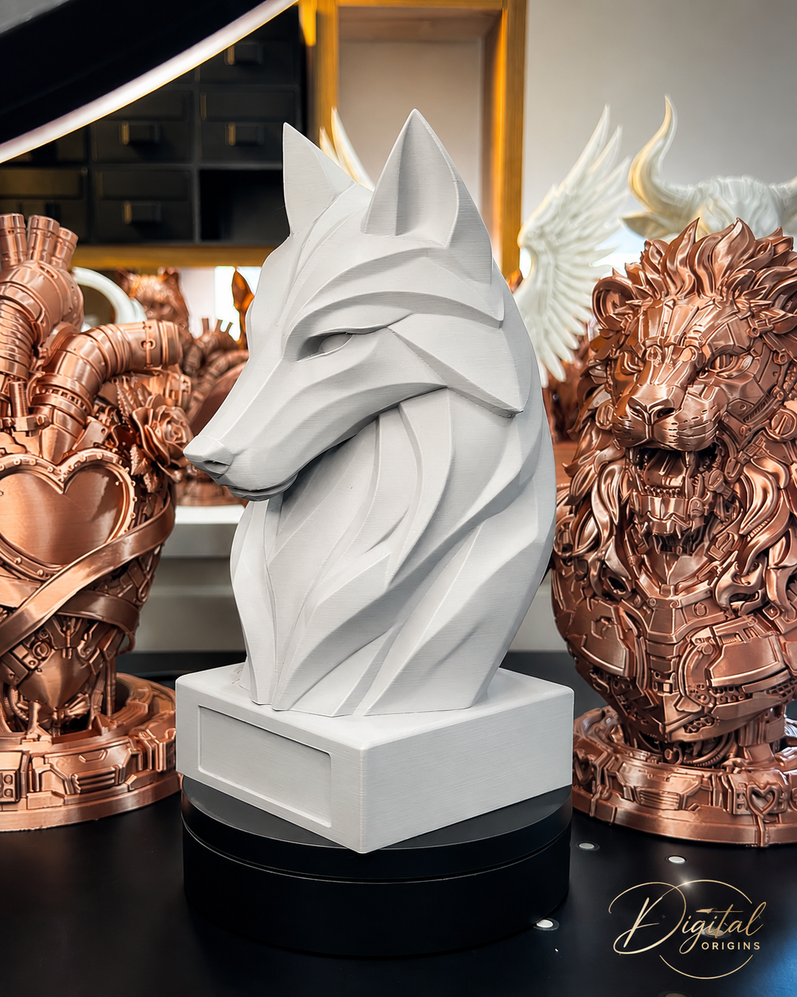 Low Poly Fox Bust Statue – Personalized Fox Decor