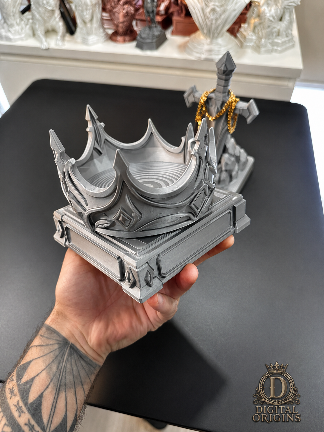 Fantasy Sword Phone Stand & Crown Jewelry Holder