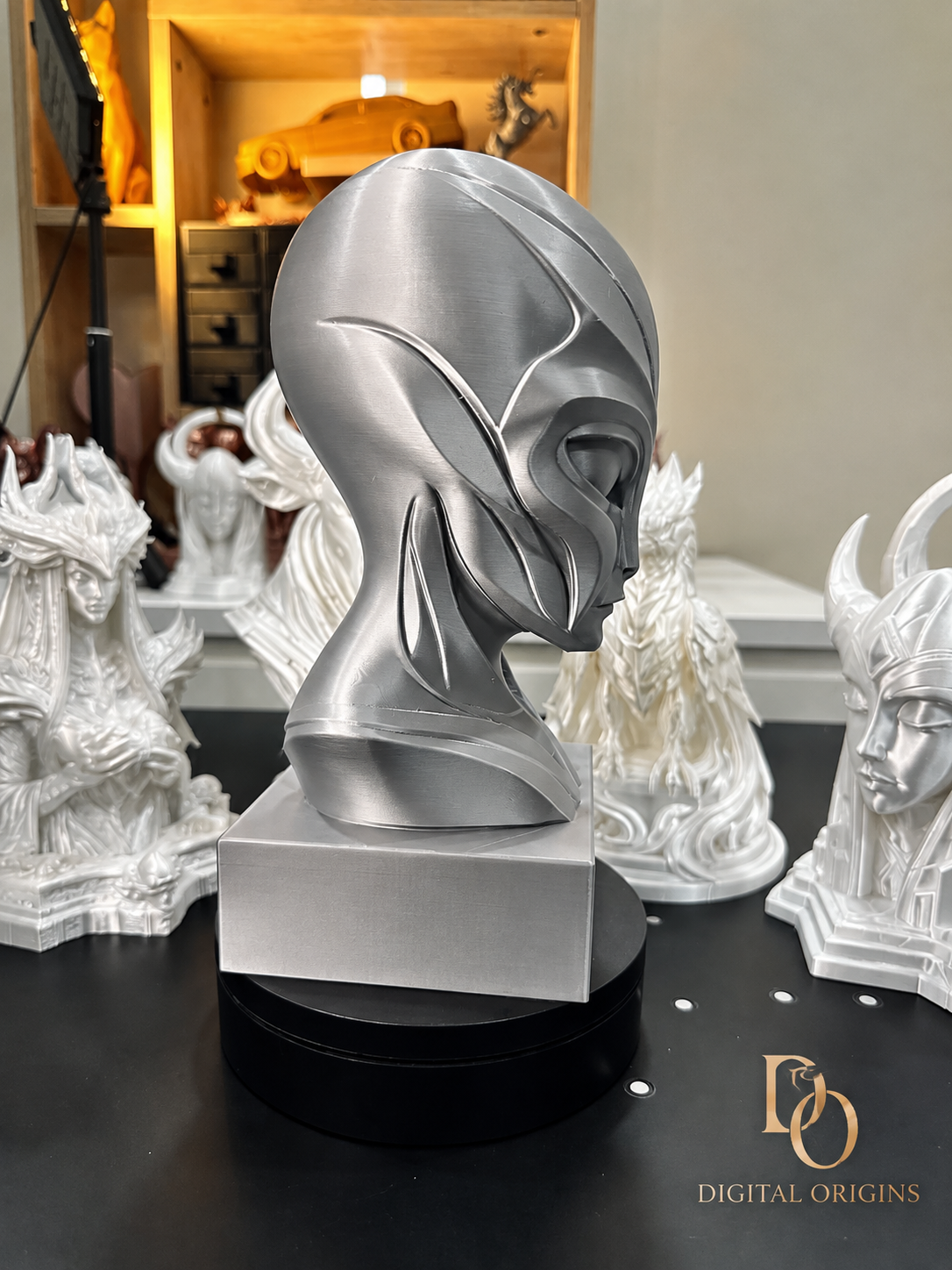 Aetherian Alien Bust Statue, Sci Fi Sculpture, Extraterrestrial Art, Futuristic Room Decor