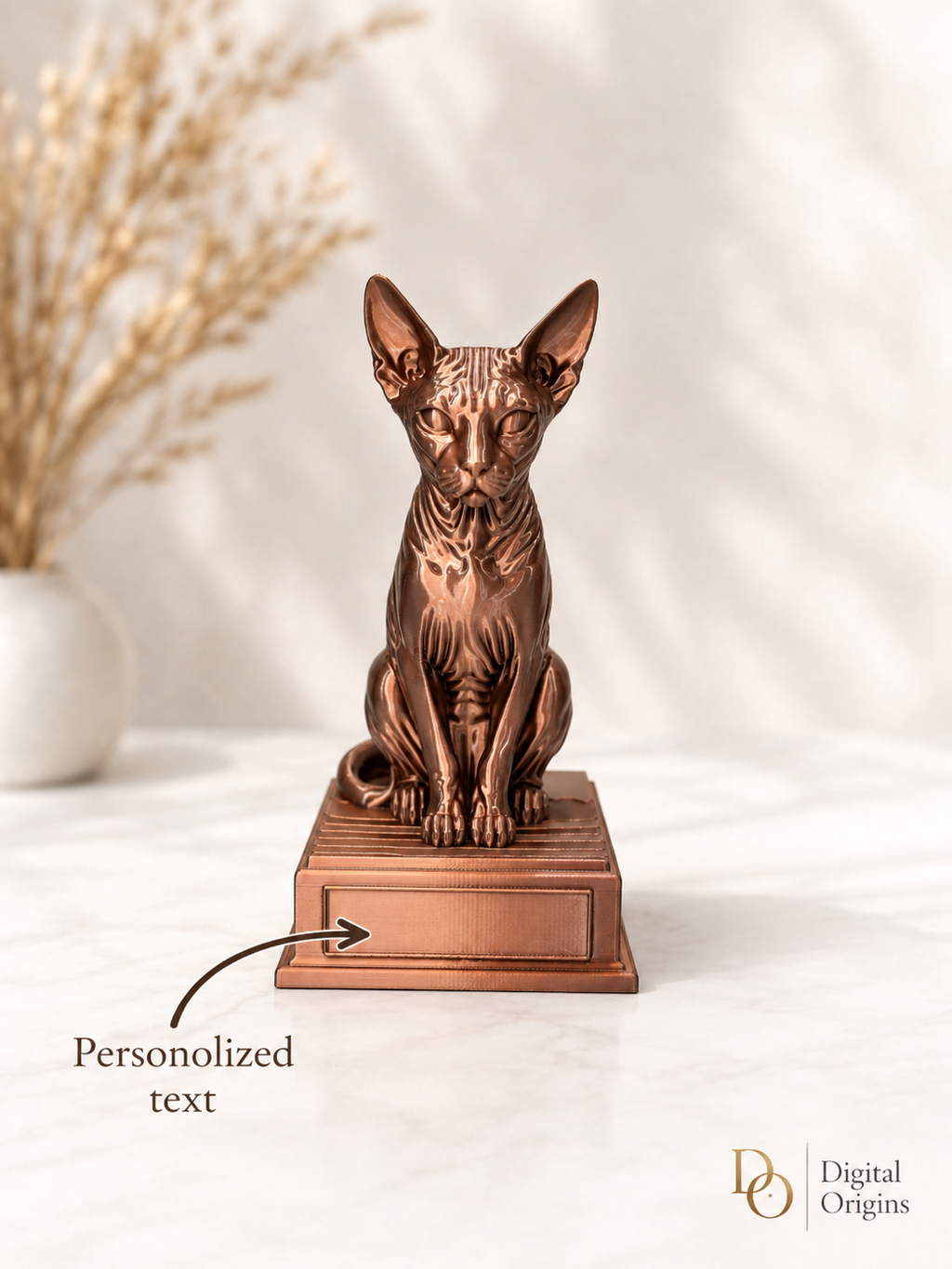 Sphynx Cat Statue with Custom Name Stand