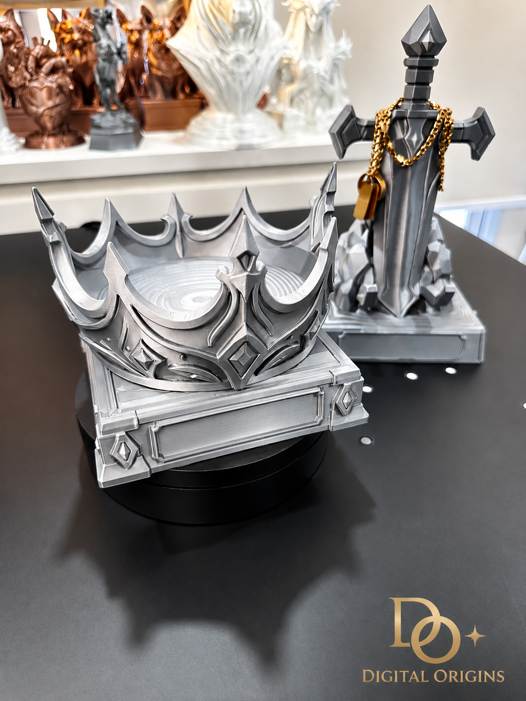 Fantasy Sword Phone Stand & Crown Jewelry Holder