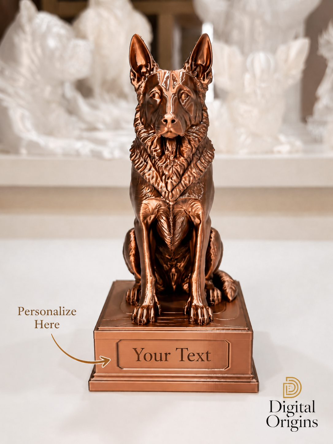 German Shepherd Figurine, Personalized Dog Statue