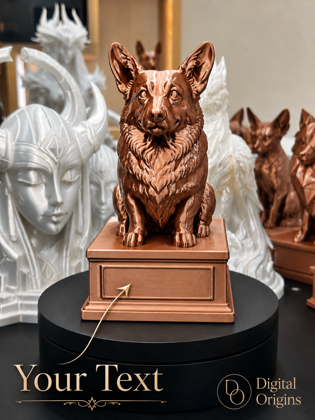 Personalized Corgi Dog Statue with Custom Name Stand – Corgi Lover Gift