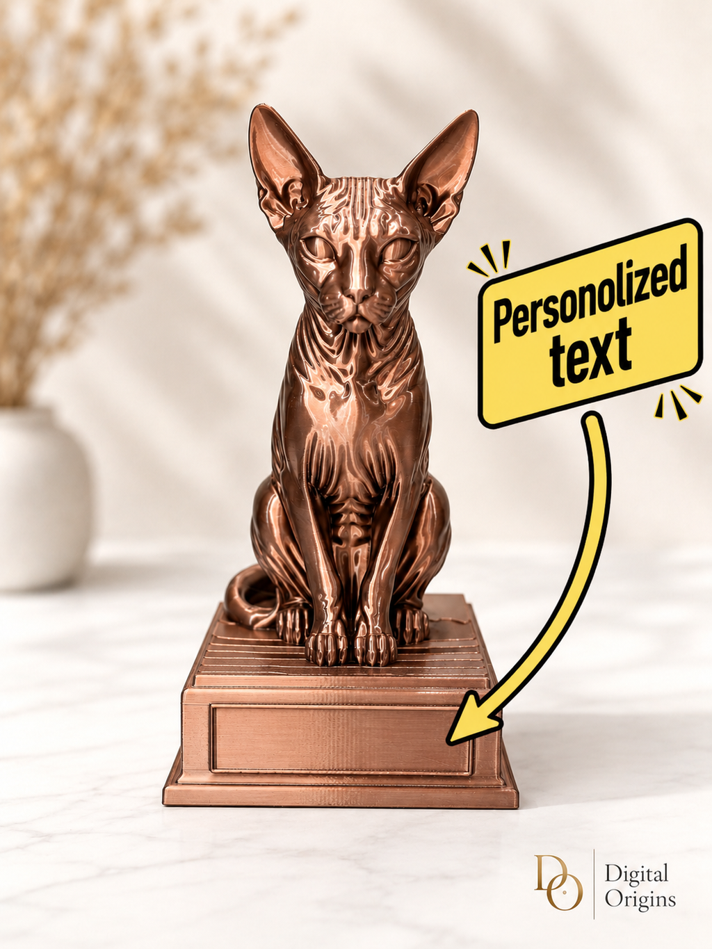Sphynx Cat Statue with Custom Name Stand
