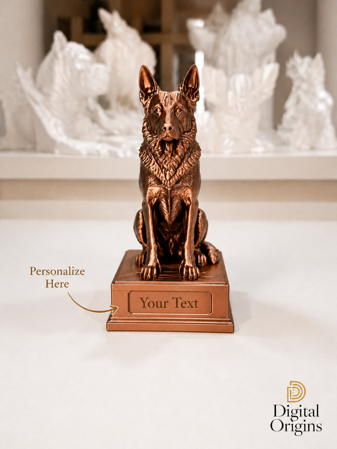 German Shepherd Figurine, Personalized Dog Statue