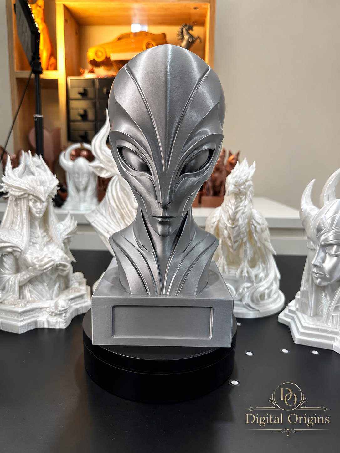 Aetherian Alien Bust Statue, Sci Fi Sculpture, Extraterrestrial Art, Futuristic Room Decor