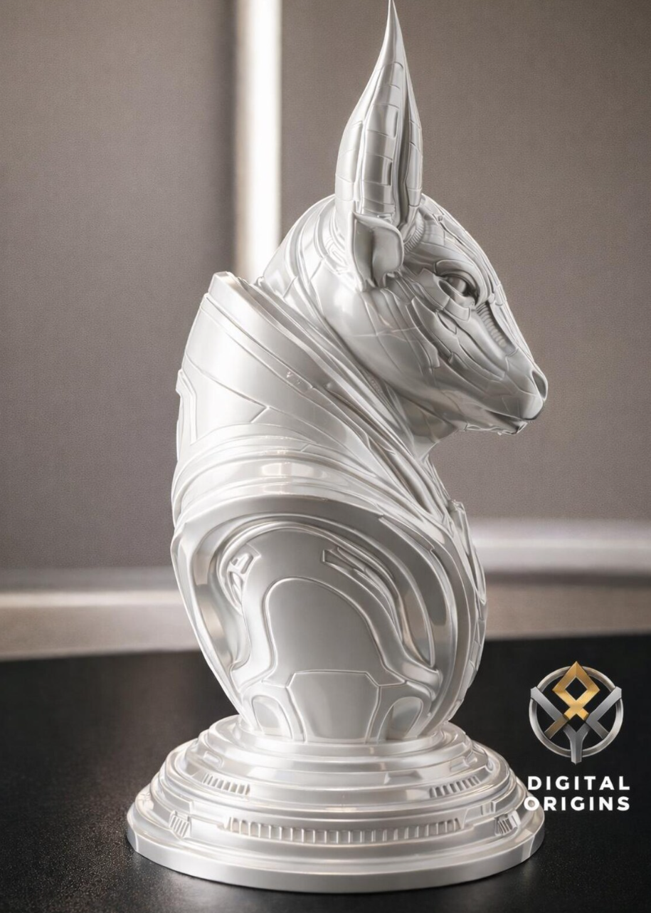 Cybernetic Taurus Bust – Futuristic Zodiac Sculpture –  Astrology Gift