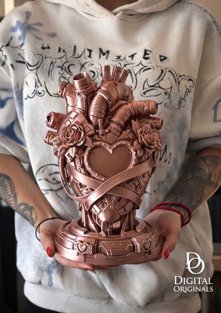Steampunk Mechanical Heart Sculpture – Big & Small Sizes – Personalized Initials Available – Romantic Industrial Decor