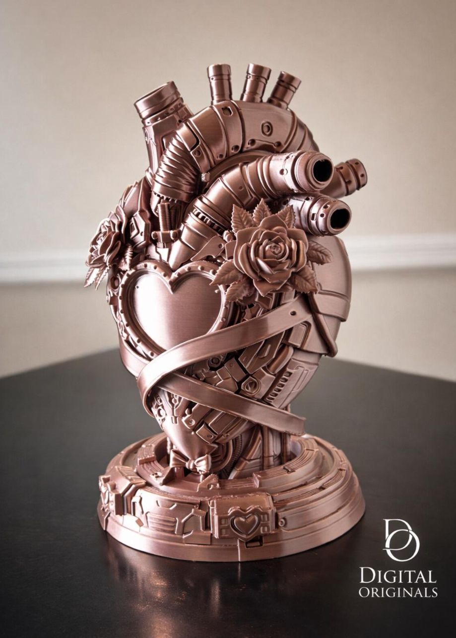 Steampunk Mechanical Heart Sculpture – Big & Small Sizes – Personalized Initials Available – Romantic Industrial Decor