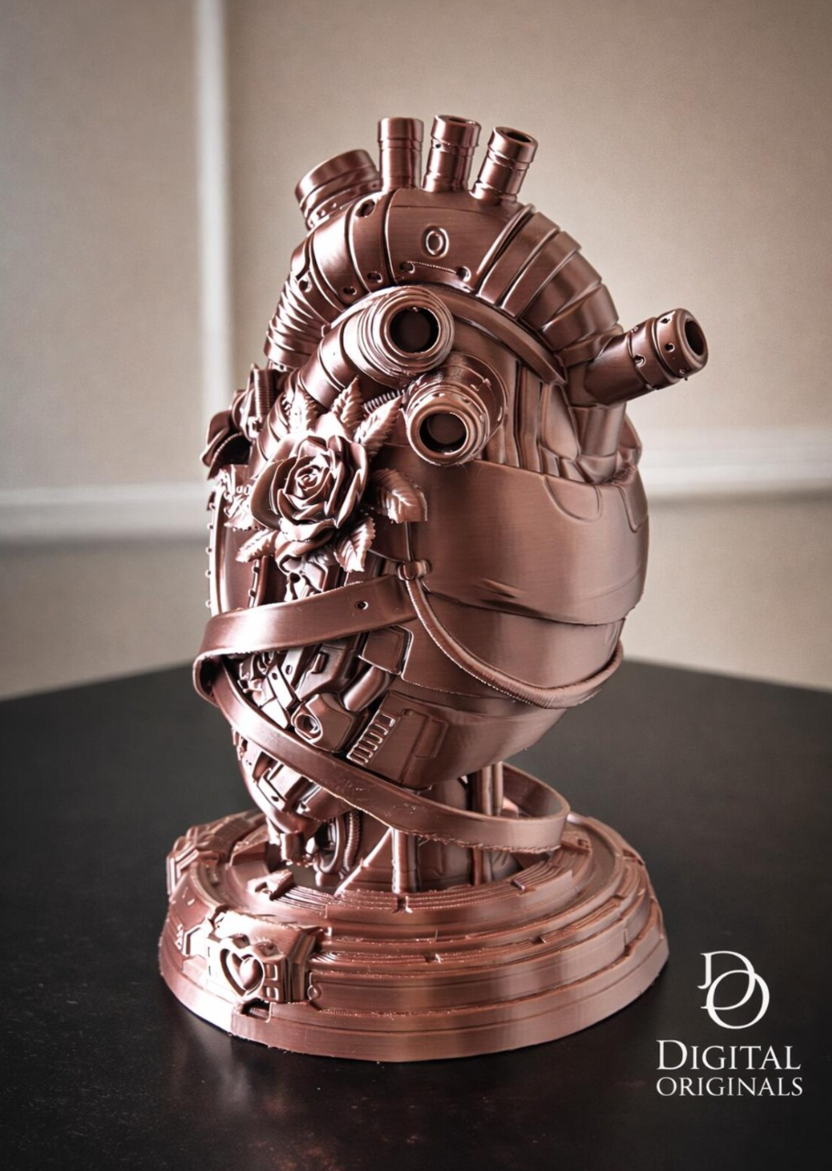 Steampunk Mechanical Heart Sculpture – Big & Small Sizes – Personalized Initials Available – Romantic Industrial Decor