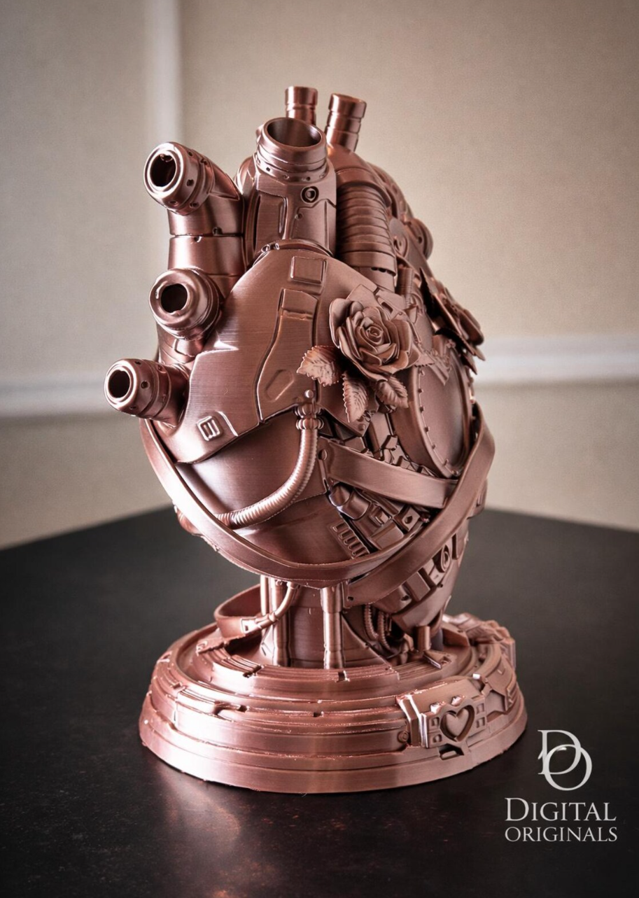 Steampunk Mechanical Heart Sculpture – Big & Small Sizes – Personalized Initials Available – Romantic Industrial Decor