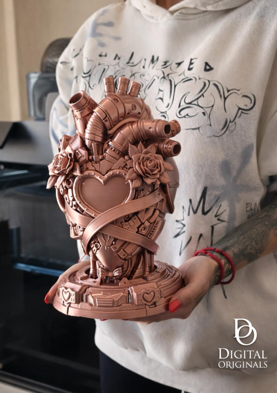 Steampunk Mechanical Heart Sculpture – Big & Small Sizes – Personalized Initials Available – Romantic Industrial Decor