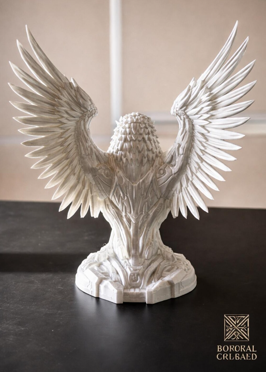 Futuristic Robotic Eagle Sculpture, Sci-Fi Desk Decor, Cyberpunk Bird Statue, Unique Tech Gift