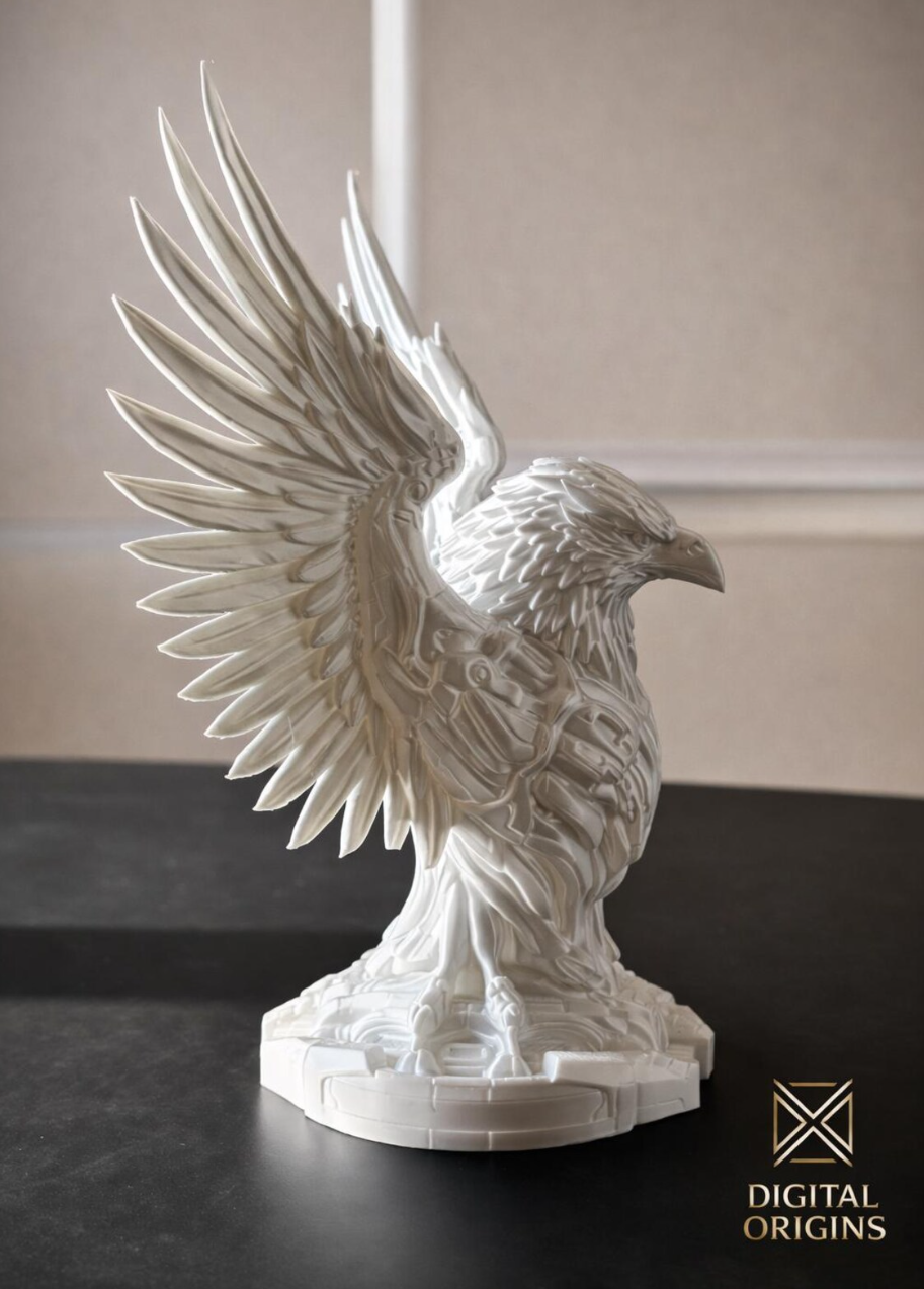 Futuristic Robotic Eagle Sculpture, Sci-Fi Desk Decor, Cyberpunk Bird Statue, Unique Tech Gift