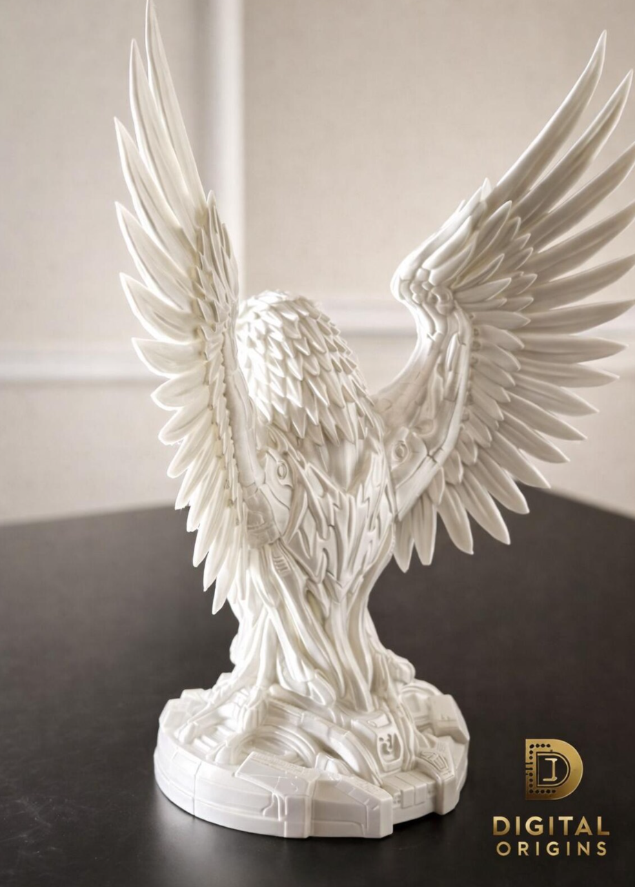 Futuristic Robotic Eagle Sculpture, Sci-Fi Desk Decor, Cyberpunk Bird Statue, Unique Tech Gift