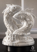 Pisces Sculpture, Futuristic Zodiac Fish Statue, Astrology Sign Art, Horoscope Gift, Sci-Fi Home Display