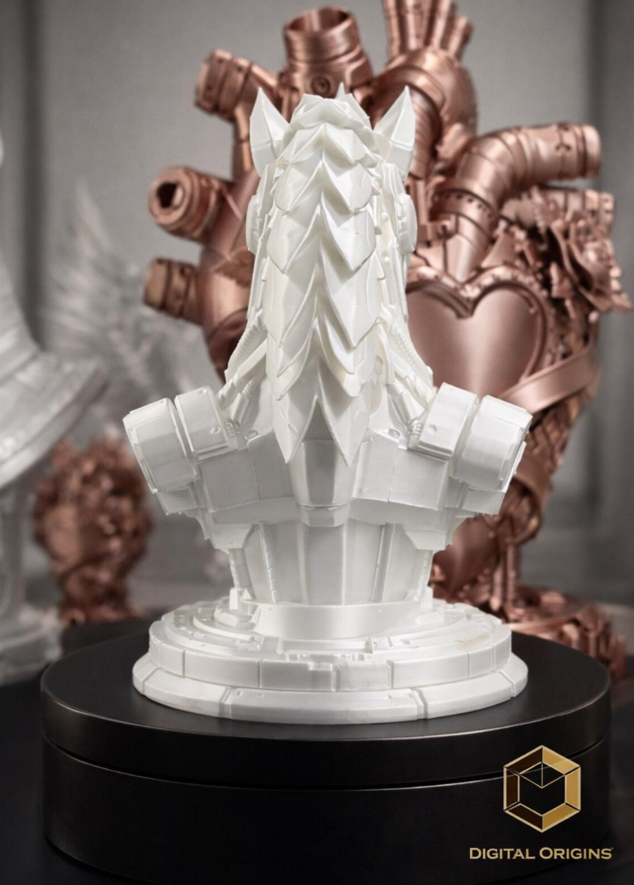Futuristic Mech Unicorn Bust – Sci-Fi Unicorn Sculpture, Cyberpunk Desk Decor