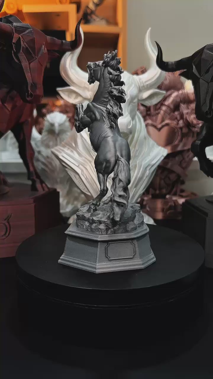 Raging Horse Statue, Rearing Stallion Sculpture, Personalized Equestrian Decor