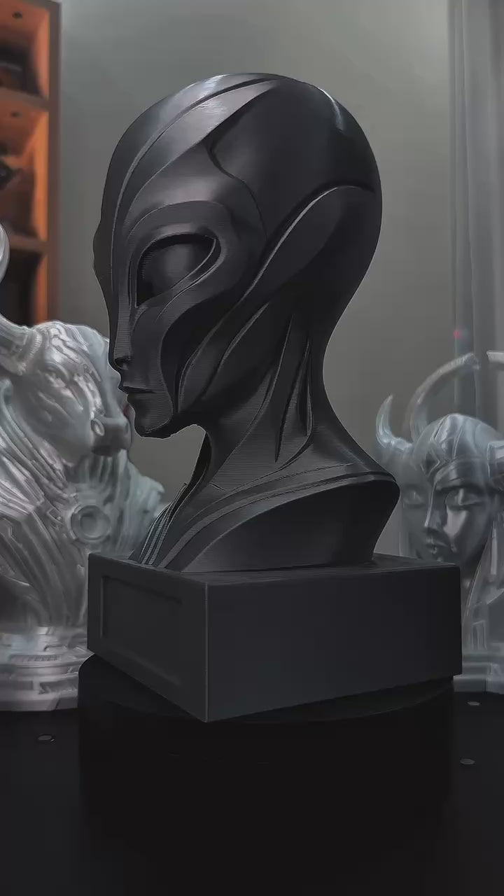 Aetherian Alien Bust Statue, Sci Fi Sculpture, Extraterrestrial Art, Futuristic Room Decor